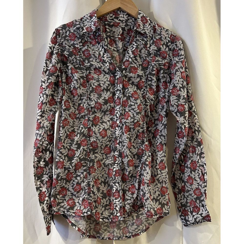 Rock By Wrangler Floral Roses Western Long Sleeve Size Medium‎